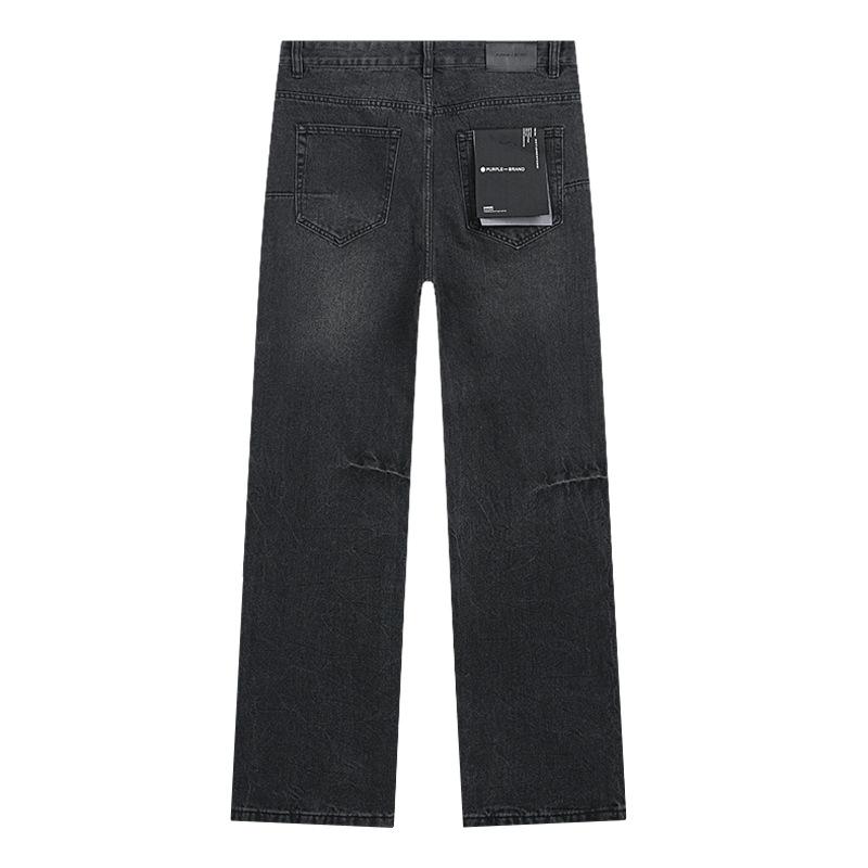 Meichao Retro Vintage Hot Diamond Metal Jeans High Street Washed Casual Versatile Wide Legs Loose Tide