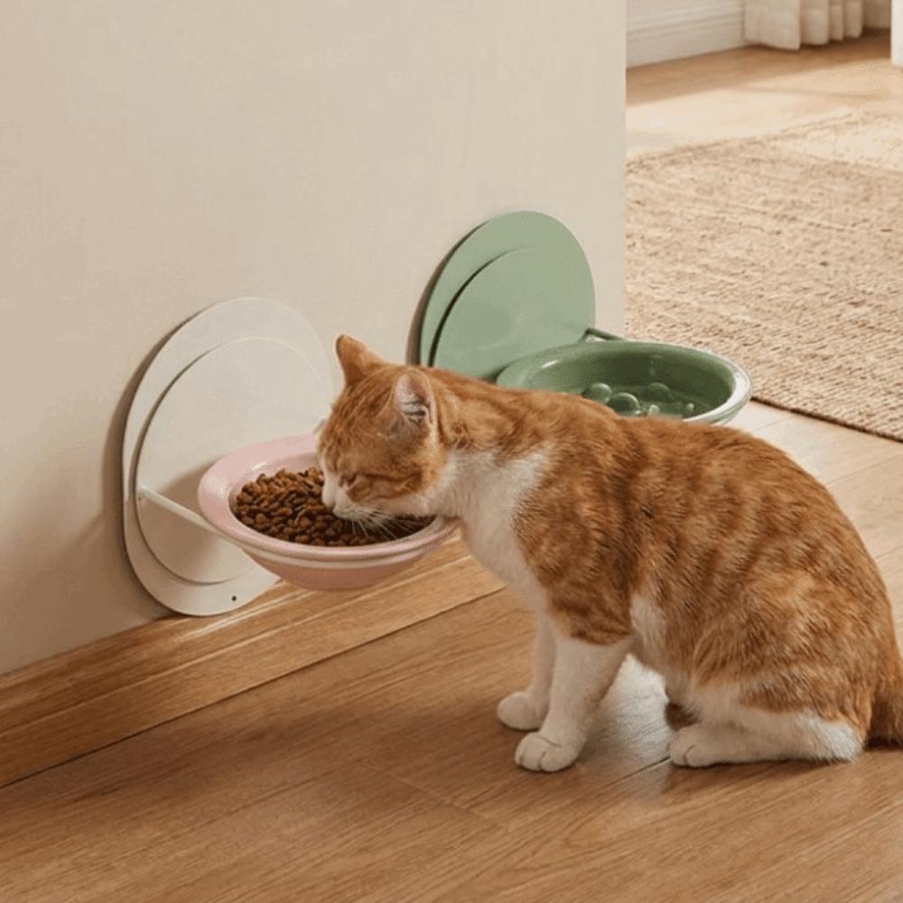 Adjustable Height Ceramic Cat Bowl Wall Mounted Cat Feeding Station Raised Dog Food Bowl Home