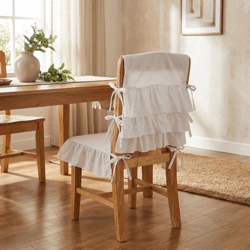 Decorative Chair Backrest Cover Washable Ruffle Cushion Simple Dining Chair Back Decor Restaurant