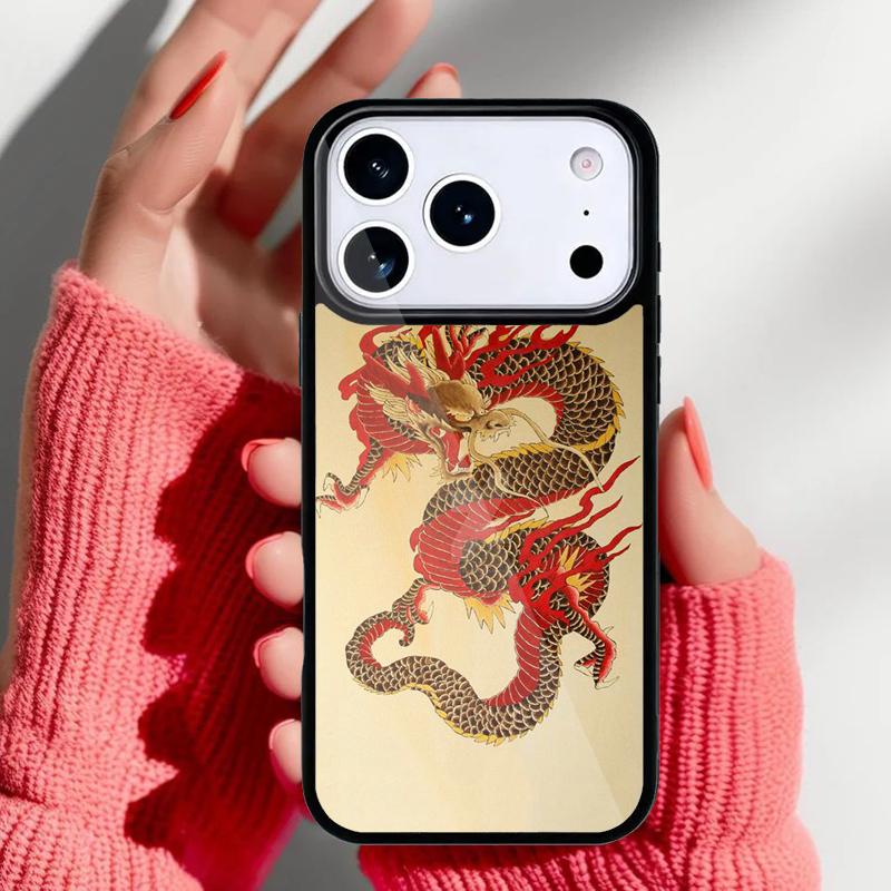 Японский чехол для телефона DRAGON TATTOO для iPhone 17 16 15 14 13 Pro Max Задняя крышка для 12 11 Pro Coque