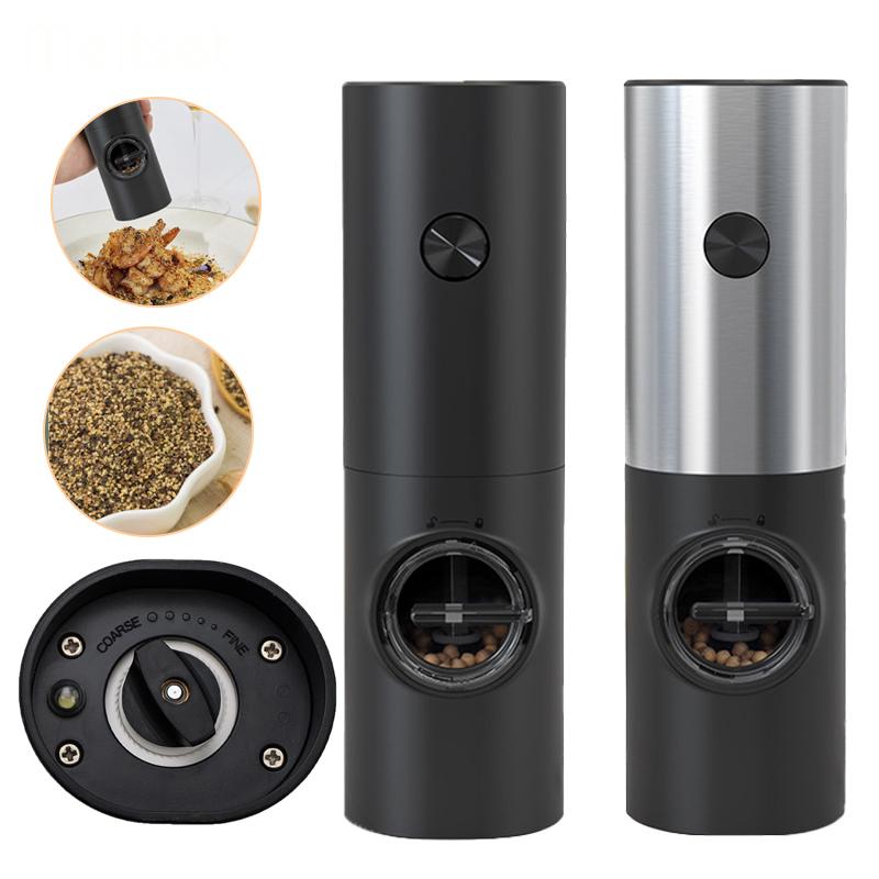 1PC Electric Salt Pepper Grinder Adjustable Coarseness Spices Grinder Refillable Spice Mills Multifunction Kitchen Tools