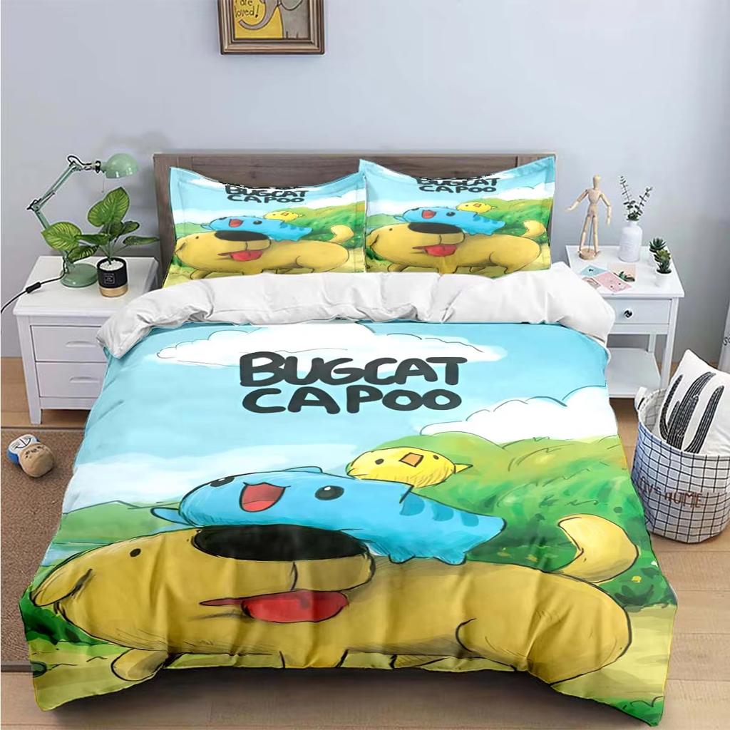 Kawaii Cartoon BBugcat Capoo Pattern Bedding Collections Bed Supplies Collection Duvet Cover Comforter Collection Bedding Collection Luxury Birthda