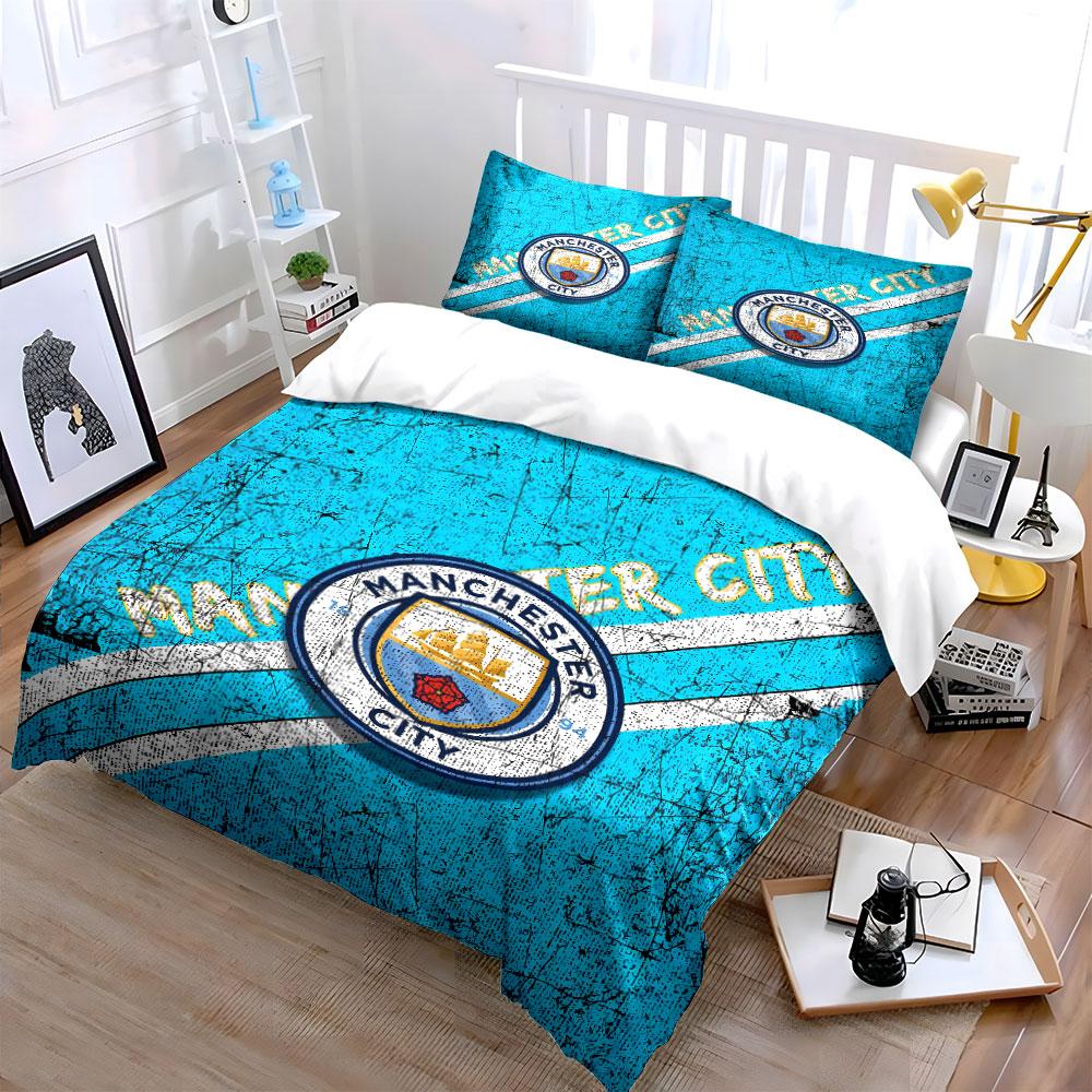 Manchester City Bedding Set Bedding Duvet Cover Set Duvet Cover Pillowcases (1 * Duvet Cover 2 * Pillowcases, without duvet insert)