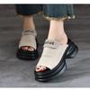 Soft Leather Soft Bottom Thick Bottom Fish Mouth Slippers Women's 2025 Summer Muffin Bottom Light Soft Bottom Fish Mouth Retro Outer Wear Sandals