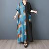 Новое женское летнее длинное повседневное платье 2025 года большого размера, свободное льняное винтажное базовое макси-платье 9856