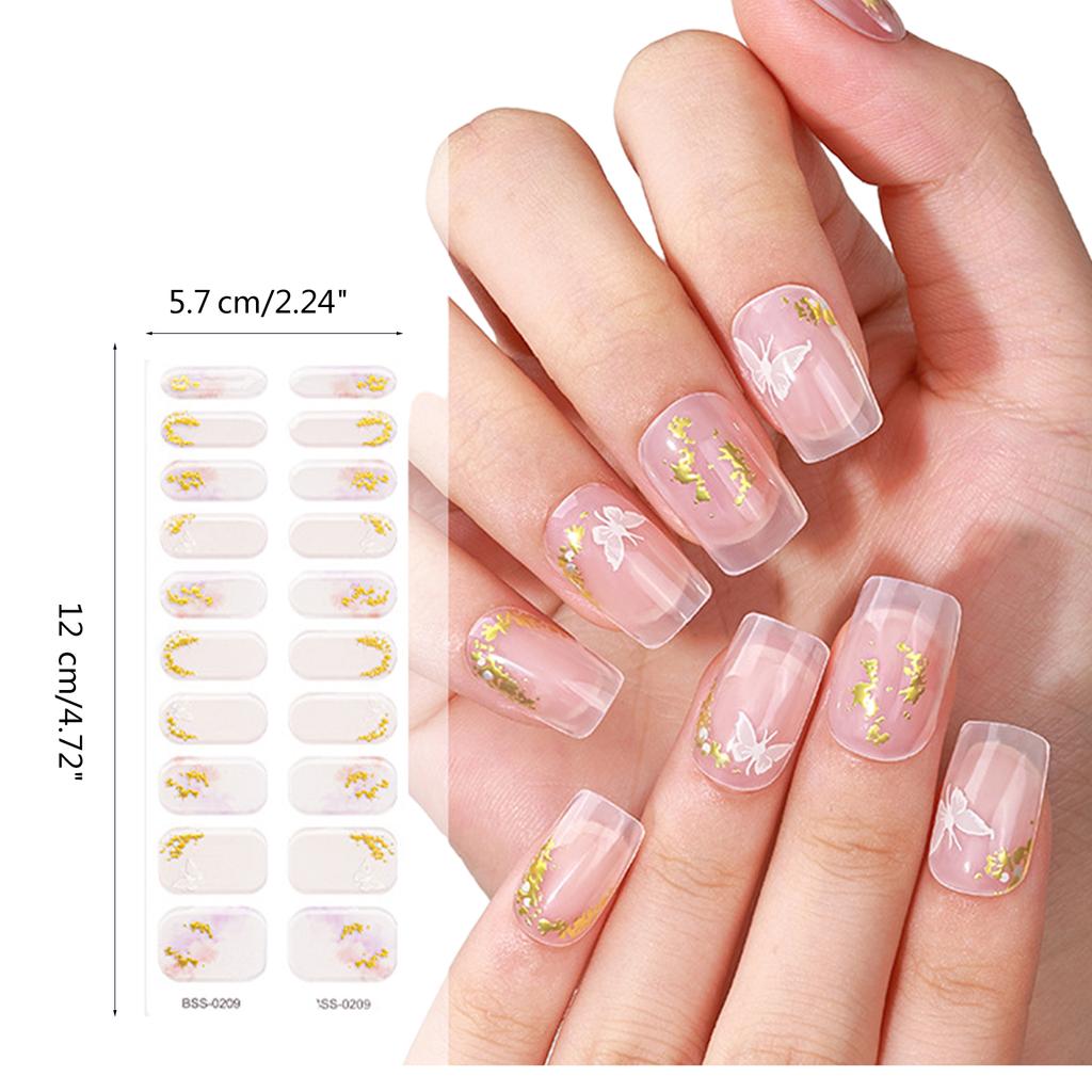 2 шт. полуотвержденных гелевых полосок для ногтей для женщин, гелевые наклейки для ногтей, долговечные гелевые обертывания для ногтей с мягким глянцевым гелевым покрытием