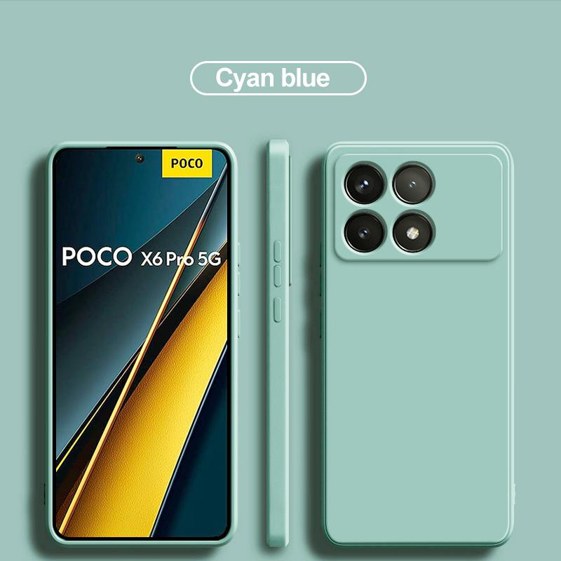 Для Poco X6 Pro 5G чехол квадратный жидкий силиконовый защитный чехол для объектива камеры для телефона Xiaomi Poco X6 X 6 Pro Pocox6 Pro 5G мягкий чехол