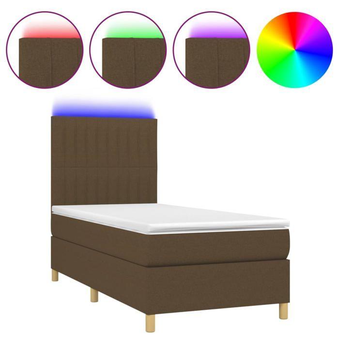 Maison Exclusive - Sommier à lattes de lit et matelas et LED Marron foncé 90x190cm