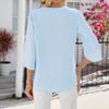 Women's New Summer Casual Mid-sleeve Solid Color V-neck Button Top