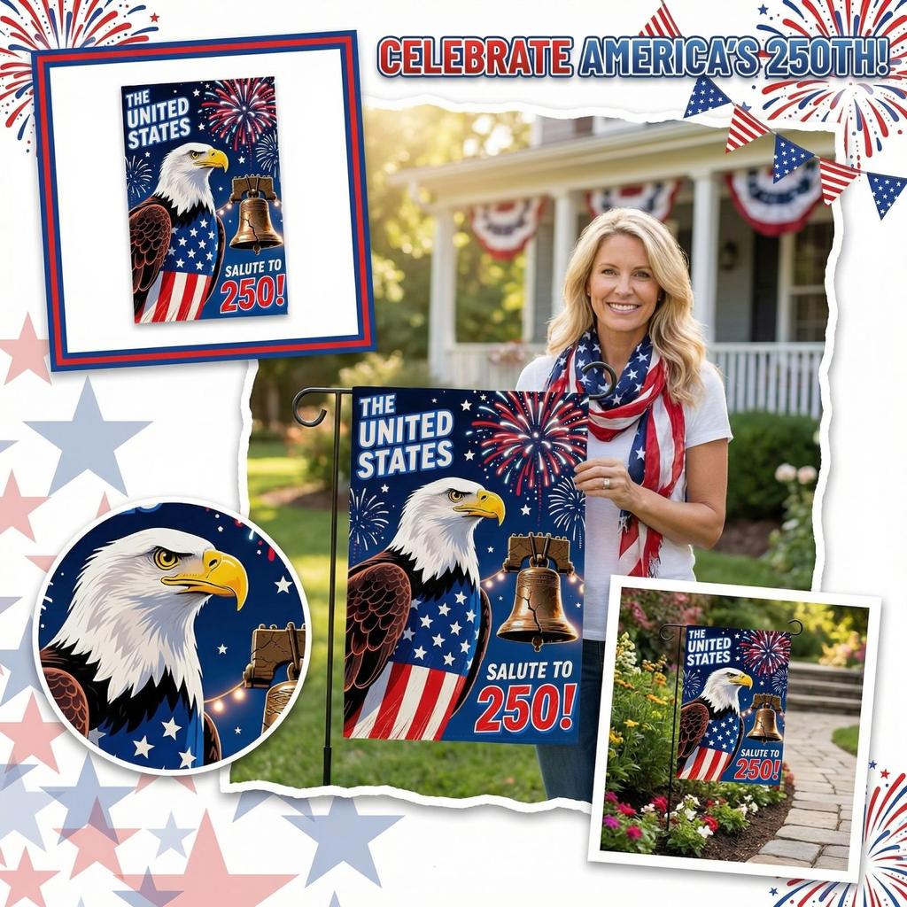 The People 1776-2026 Flag Memorial Day Patriotic 250th Birthday 250 Years United States Indoor Garden Decoration (250 YEARS)