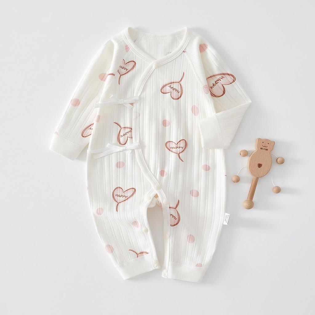 Комбинезон с длинным рукавом из чистого хлопка для новорожденных: Круглогодичный боди без костей для мальчиков и девочек