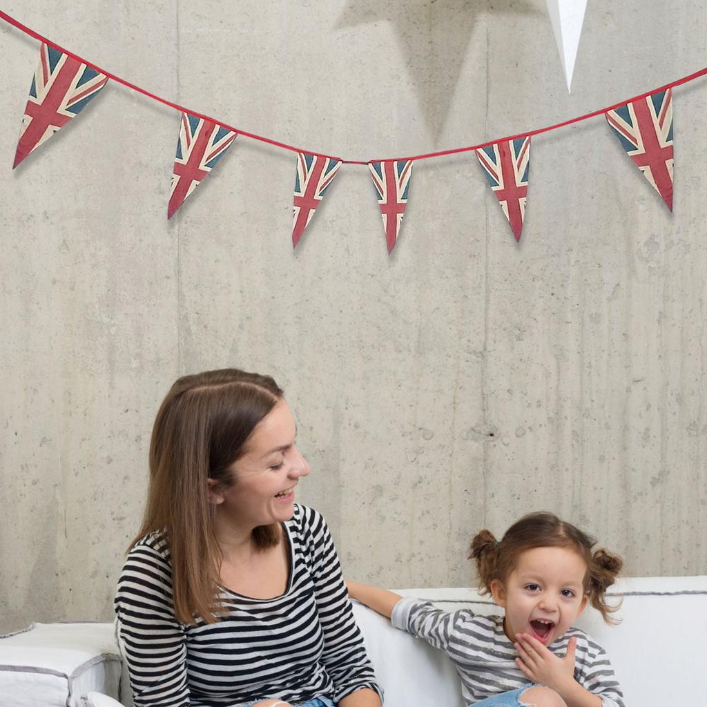 Queen's Jubilees Bunting Party Decoration 2022 Platinums Fabric Vintage Cloth Material Banner