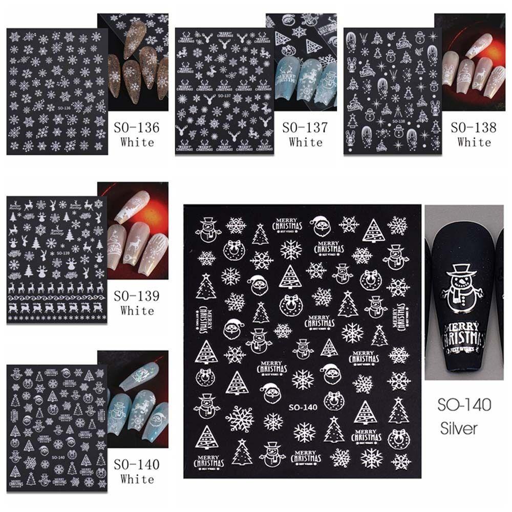 Снежинки Рождественские наклейки для ногтей Санта Клаус Рождественские украшения для ногтей Салон маникюра