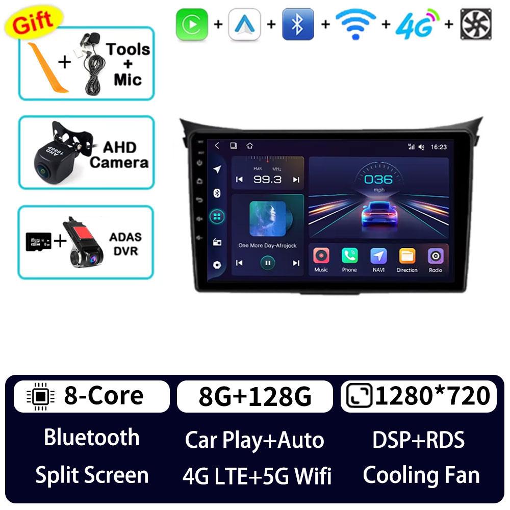Autoradio Android 16 pour Hyundai I30 Elantra GT 2011 - 2015 2016 Lecteur multimédia stéréo GPS Navigation Carplay DSP 4G LTE
