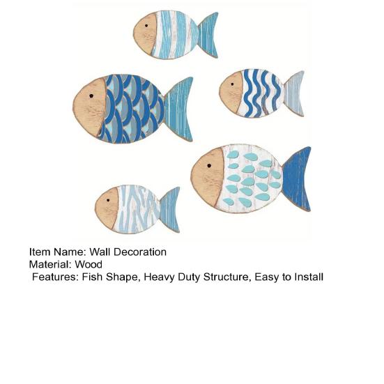 5 шт./набор Деревянная рыба Настенное украшение Косяк рыб Пляжный Дом у озера Ванная комната Настенное искусство Морская Прибрежная Океанская тематика Подвесное украшение