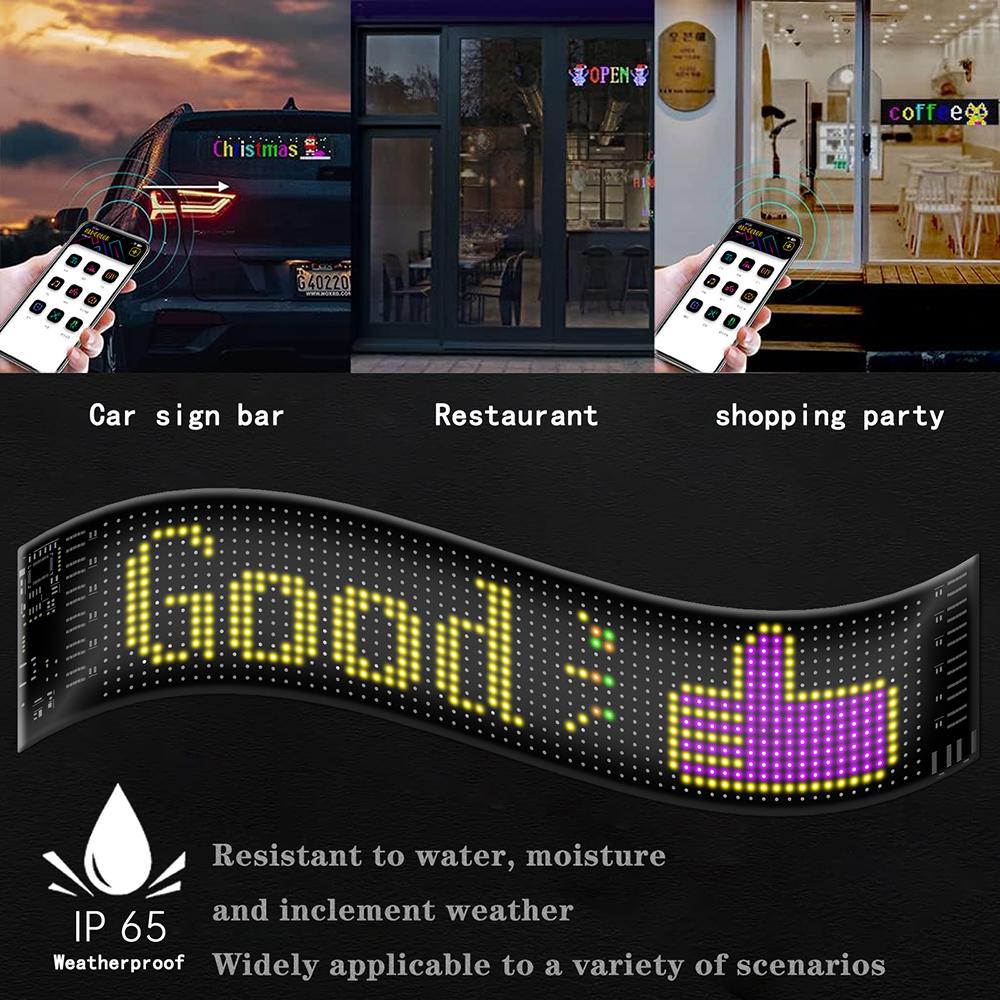 LED Matrix Pixel Panel Bluetooth APP USB 5V RGB Pattern Graffiti Scroll Text Animation Car Logo 4 PCS LED Light Bar Car Interior