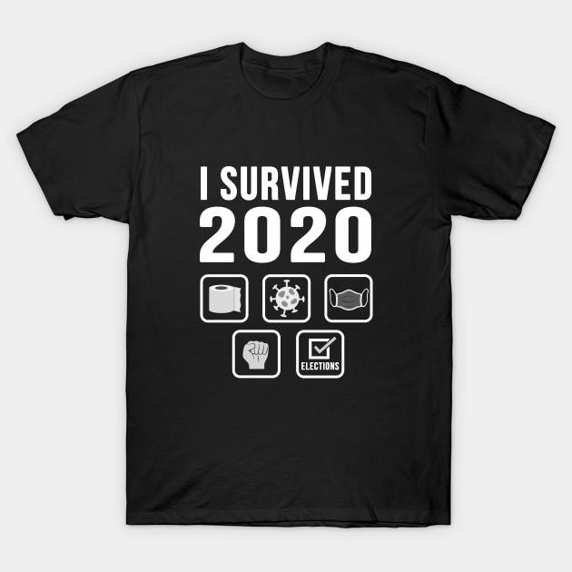 Asian Size Men Print T-shirt I Survived 2020 No-Cut Heat Transfer Print Cotton Tshirt