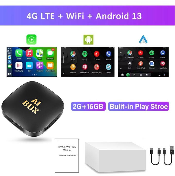Android 13 Ai Box Проводной беспроводной Carplay Android Auto адаптер WiFi для Youtube Nexflit Cars Smart Ai Box для Havel Kia Volvo