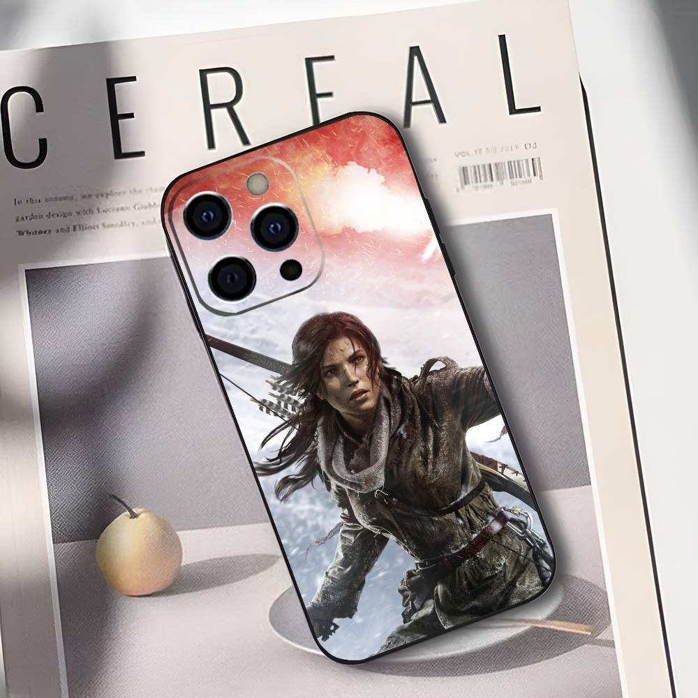 L-Lara Croft T-Tomb R-Raider Phone Case For iPhone 17,16,15,14,13,12,11 Plus,Pro Max,XS,Soft Black Cover