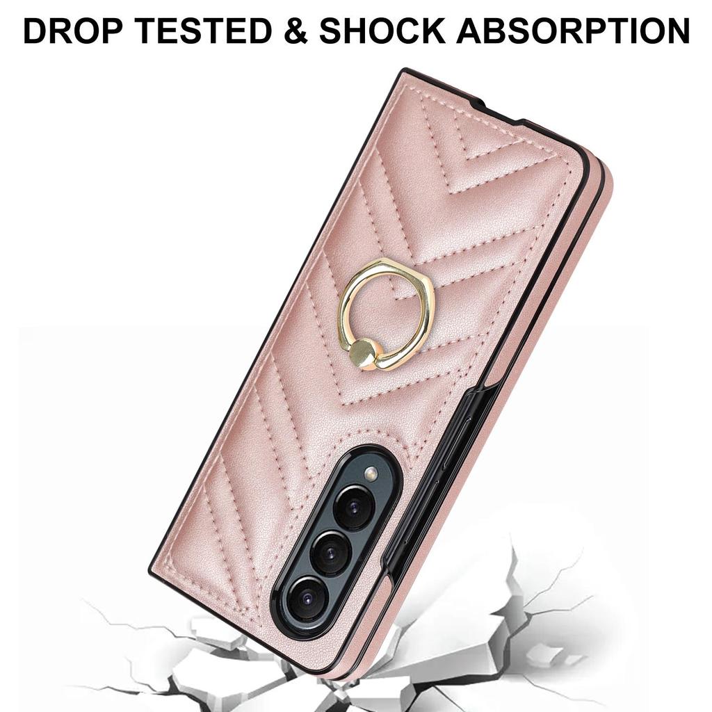 Модный кожаный чехол для телефона с кольцевым кронштейном для Samsung Galaxy Z Fold 4, чехол Z Fold 3, складной экран, защитный чехол от падения