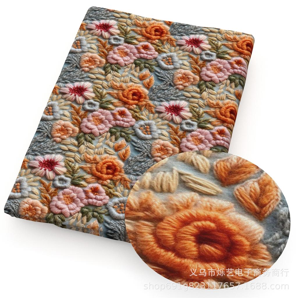 Сделай сам Синтетическая кожа Ткань Цветы Цветочный принт Имитация вышивки Искусственная кожа Обувь Имитация вышивки