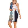 Sleeveless Independence Day Dress with Tearable Shoulder Design Post Surgery Dress for Women American Flag Print Summer Casual Dress