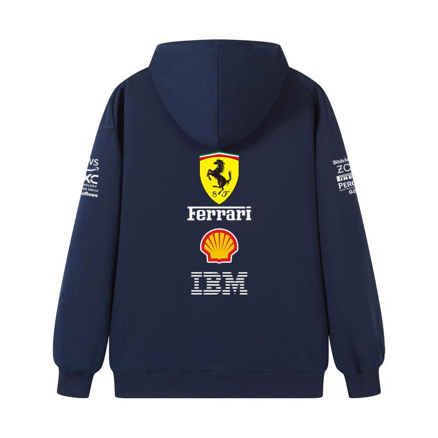 Худи на молнии с принтом команды Формулы-1 Ferrari для пары, свободная повседневная толстовка с капюшоном на молнии, модная уличная одежда, пуловер