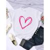 Cotton 100% Plus Size Pink Heart Print Women Tee Clothing Personality Casual T-Shirts All-math Short Sleeve Creative O-Neck Womans Tops