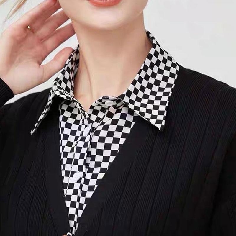 Женская стильная съемная рубашка с накладным воротником, блузка с накладным воротником, клетчатая рубашка, манишка для женщин и девочек, подходящие наряды