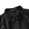 Motorbike Jacket Jacket Handsome Leather Jacket Men's Stand Collar Simple Solid Color Leather Jacket Men's Leather Jacket