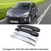 For Peugeot 207 207SW SW CC 2006~2014 07 Black Carbon Fiber Car Handle Or ABS Chrome Door Handles Cover Accessories Cap