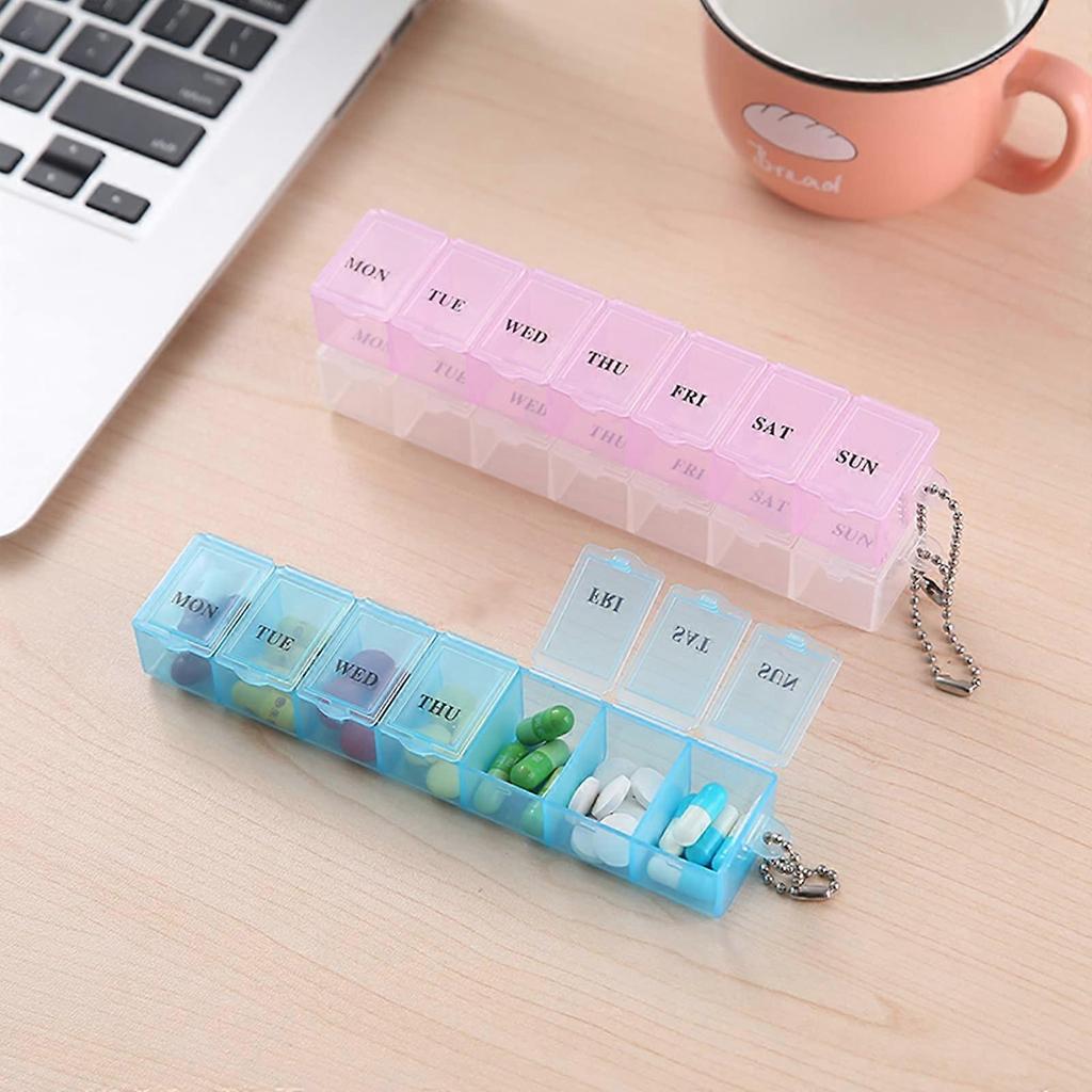 2 PCS Weekly Pill Organizer 7 Day Pill Box Organizer Medicine Box Tablet Dispenser Organiser Storage Case Portable