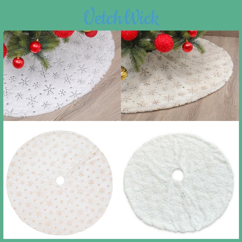 Элегантная юбка для рождественской елки из искусственного меха серебристо-золотого цвета с дизайном в виде снежинки