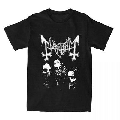 Мужская Женская Футболка Band Mayhem Black Metal Винтажная 100% Хлопок Топы Короткий Рукав Круглый Вырез Классическая Футболка Большого Размера