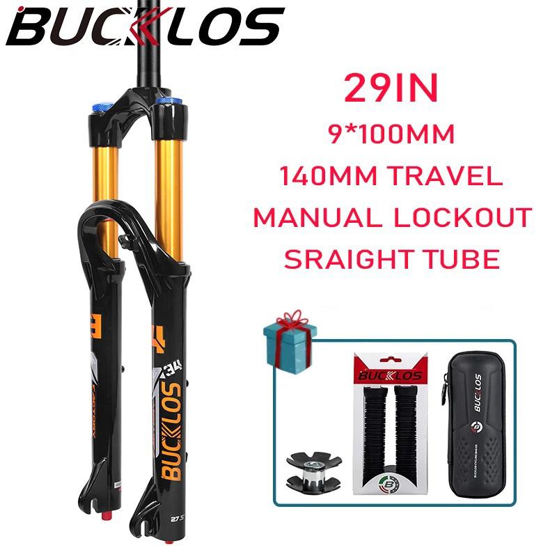 BUCKLOS 26/27.5/29 дюймов Воздушная Амортизационная Вилка для Горного Велосипеда с Регулировкой Отскока Велосипедные Вилки 9x100 мм Быстросъемная Велосипедная Вилка Ход 140 мм