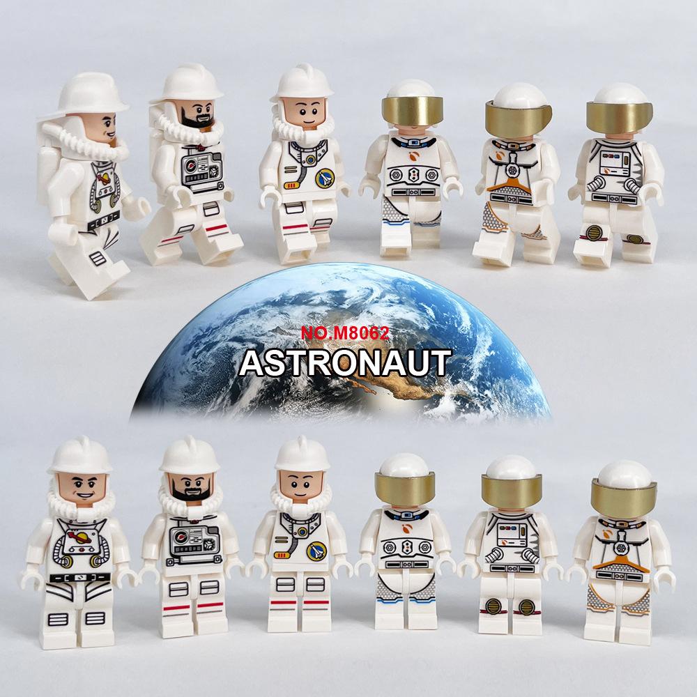 6 шт. M8062 астронавт, маленькая мультяшная кукла, кукла-пилот, детские строительные блоки