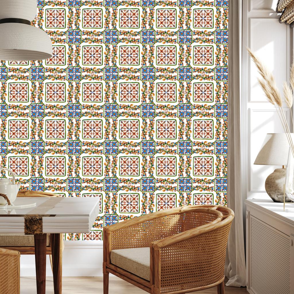 Colorful mosaic and tile imitation wallpaper for living room and bedroom 50x1000