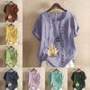 Women's Fashion Pattern Crystal Prined Short Sleeve T-shirt Loose Cotton Shirt Casual Loose Summer Blouse Tops Plus Size