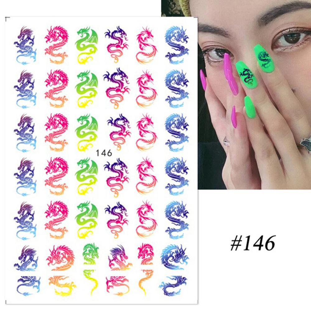 Nail Decals Chinese Slider Dragon Snake 3D Black Nail Stickers Gothic Style