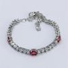 Silver and Red Zircon Tennis Bracelet with Women's Red and White Diamonds, Adjustable Bracelet, Light Luxury and Elegant Banquet Jewelry Gift