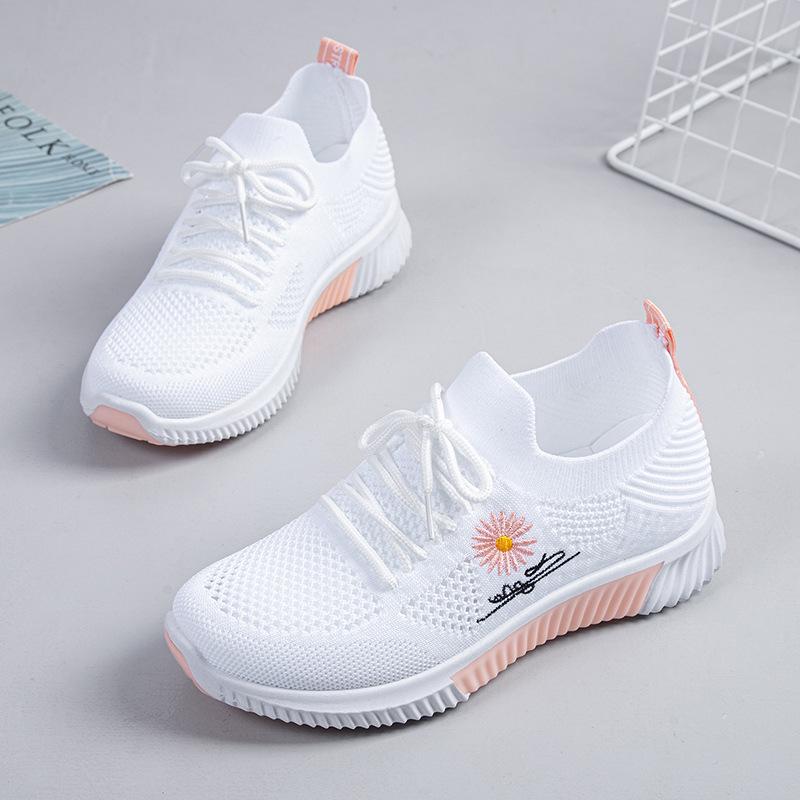 2024 Летняя женская обувь Flying Woven Mesh Повседневные кроссовки Профессиональные кроссовки для бега Ультралегкие студенческие девушки