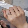Bisaer Двухслойное кольцо на палец из стерлингового серебра 925 пробы с геометрическим узором для женщин, ювелирные украшения с фианитами в оправе из камня
