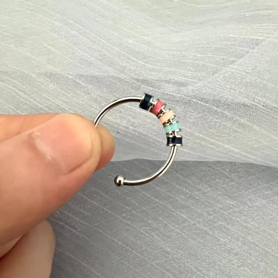 Открытое кольцо, регулируемое тонкое мастерство, облегчение беспокойства, с эмалированной бусиной, украшение для открытия, аксессуар унисекс