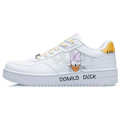 Disney X Li Ning Classic Non-Slip Lightweight Low-Top Sneakers Women sneakers White Yellow AGCS146-2