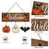 Vintage Pumpkin Ghost Bat Wood Plaque Wear-Resistant Halloween Wall Door Hanging  Front Door
