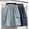MODIQUE летние большие размеры женские свободные базовые эластичные прямые шорты-карго длиной до колена женские повседневные синие джинсовые шорты
