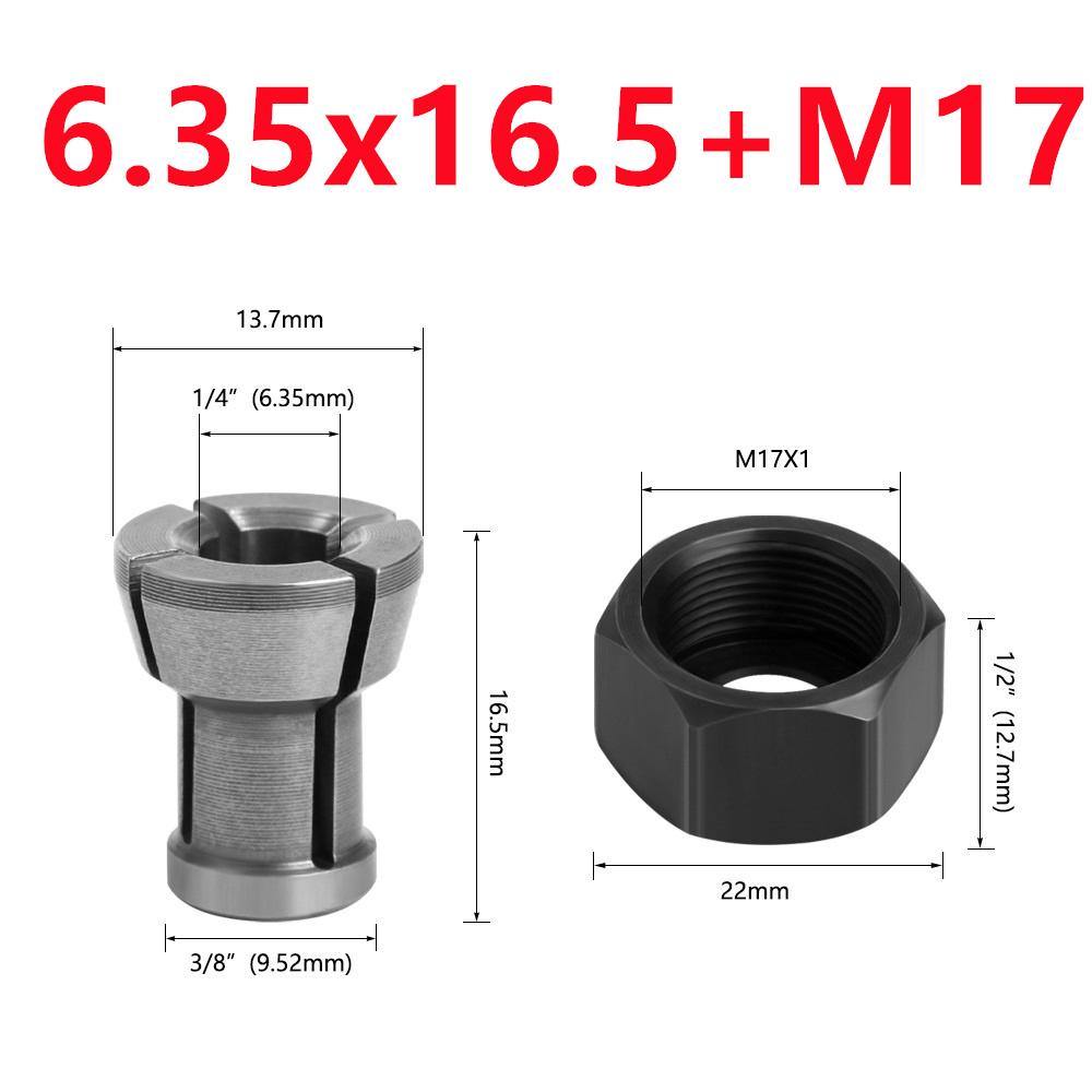 Адаптер цангового патрона M17 6/6.35/8мм Аксессуары для гравировально-фрезерной машины, электрического фрезера, фрезера по дереву, фрезерного инструмента