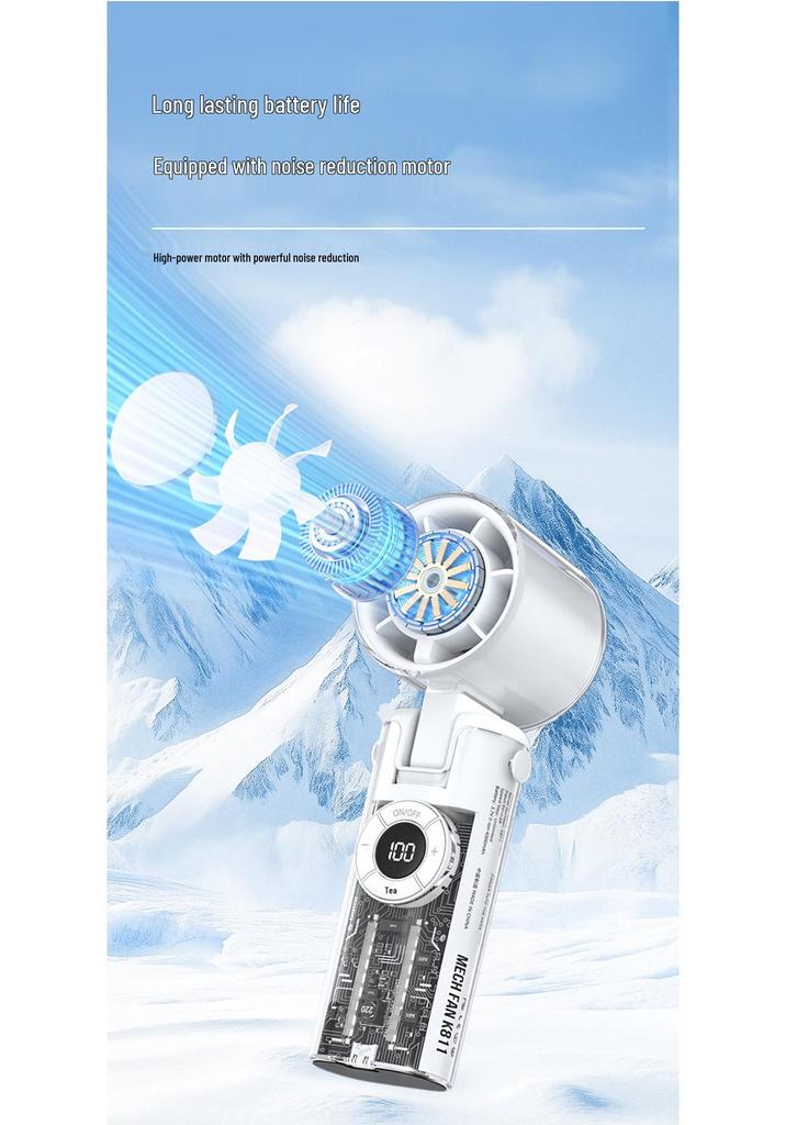 USB Portable Mini Cooling Fan with Ice Pack - Transparent Handheld Electric Turbine Design
