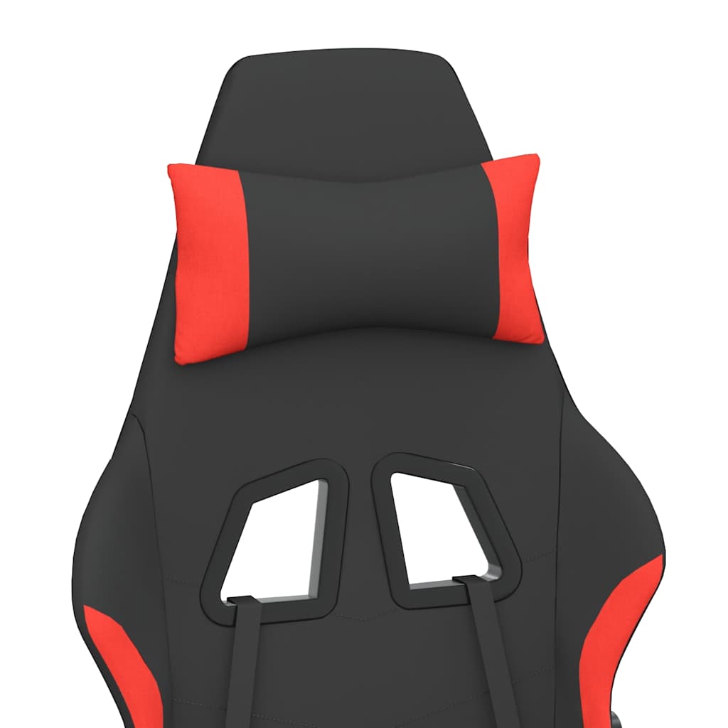 Gaming Chair with Massage & Footrest Black and Red Fabric