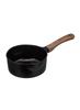 CB Japan Milk Pan, IH Compatible, Ceramic Finish, Wood Grain Handle, Double-Opening, Black, 16cm Mini Milk Pan (MC Copan)